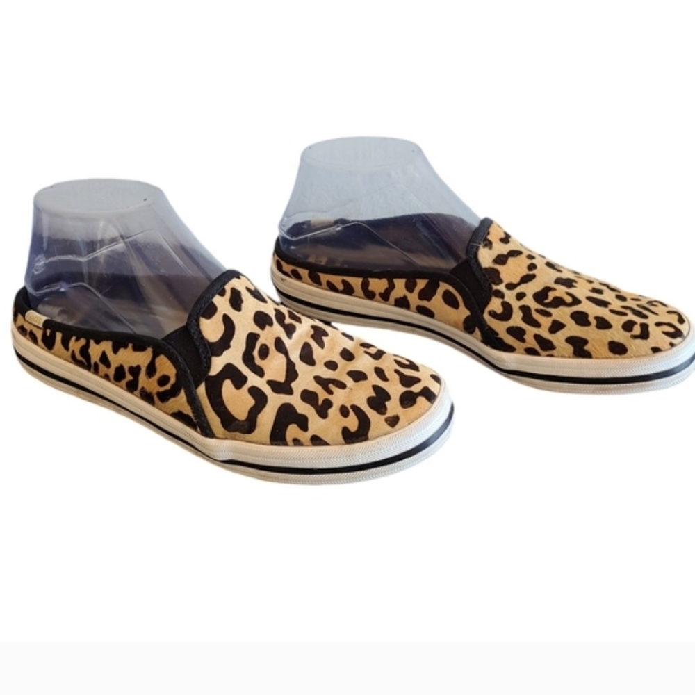 Kate Spade Keds Leopard Pattern Slip-On Shoes 7.5 Pony Hair Casual Skater Boho - Picture 2 of 6